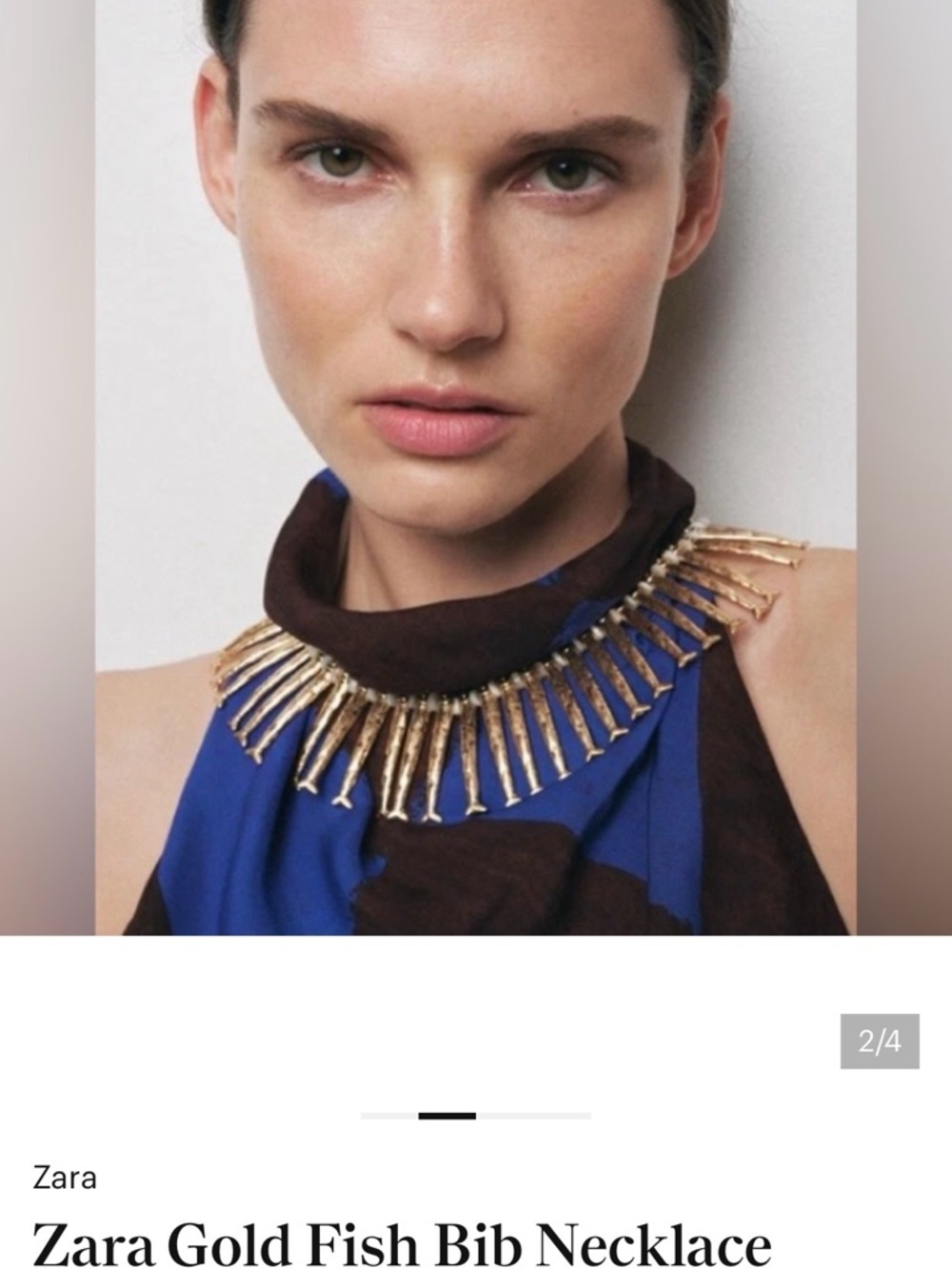 ZARA Gold tone Fish Bib Necklace